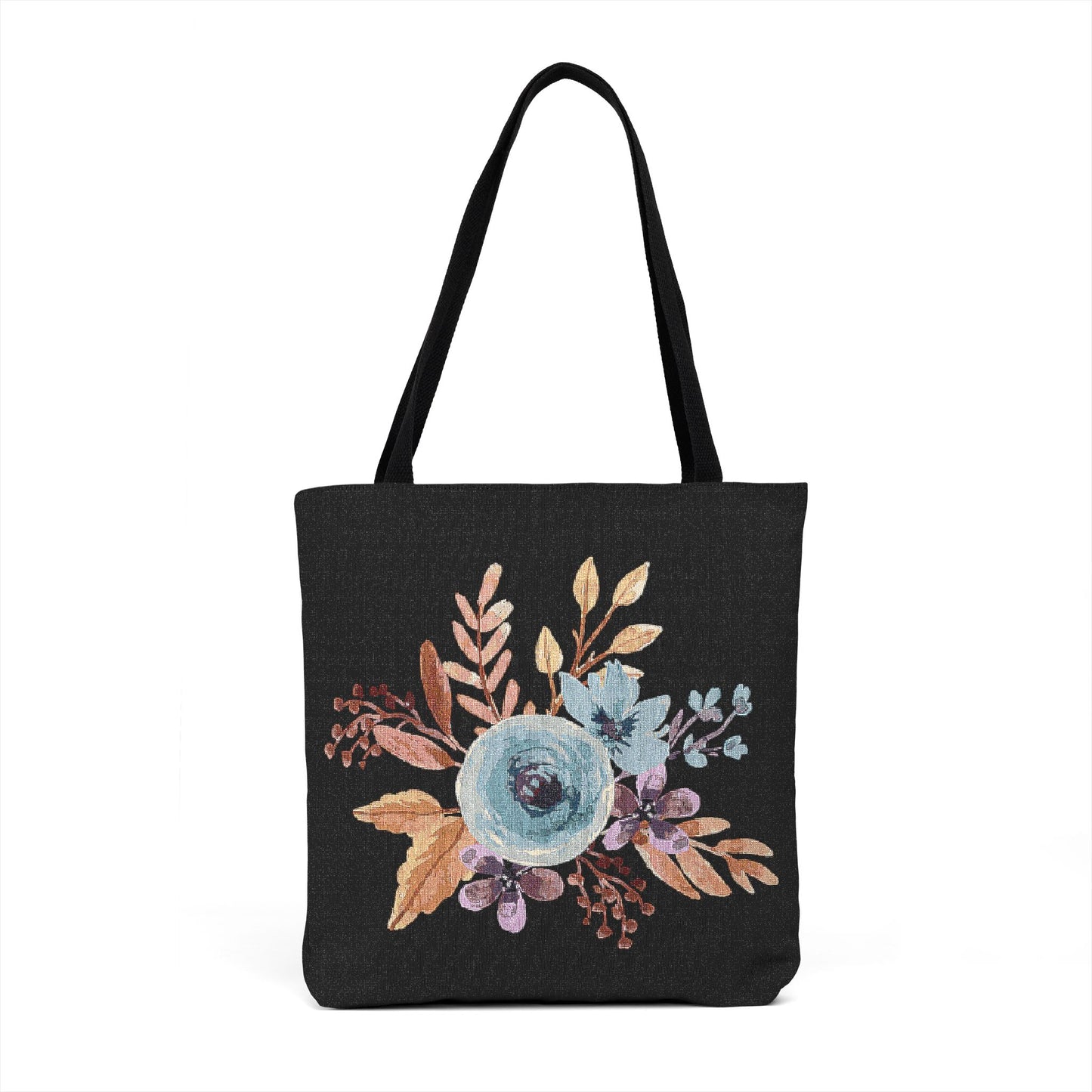 Blue Rose Cross Stitch Tote Bag – Cottagecore Woven Tote