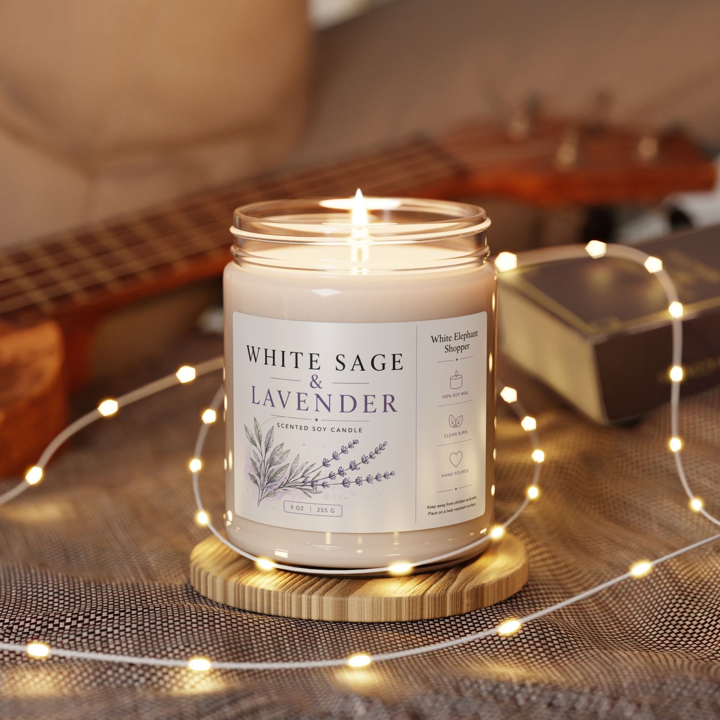 White Sage Lavender Candle Jar – Aromatherapy Soy Wax Candle