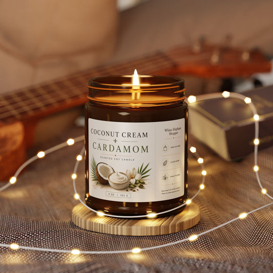 Coconut Cream Cardamom Amber Candle Jar – Soy Wax Scented Candle