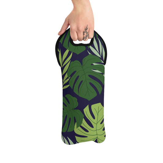 Monstera Leaf Wine Tote – Insulated Neoprene 2 Bottle Carrier