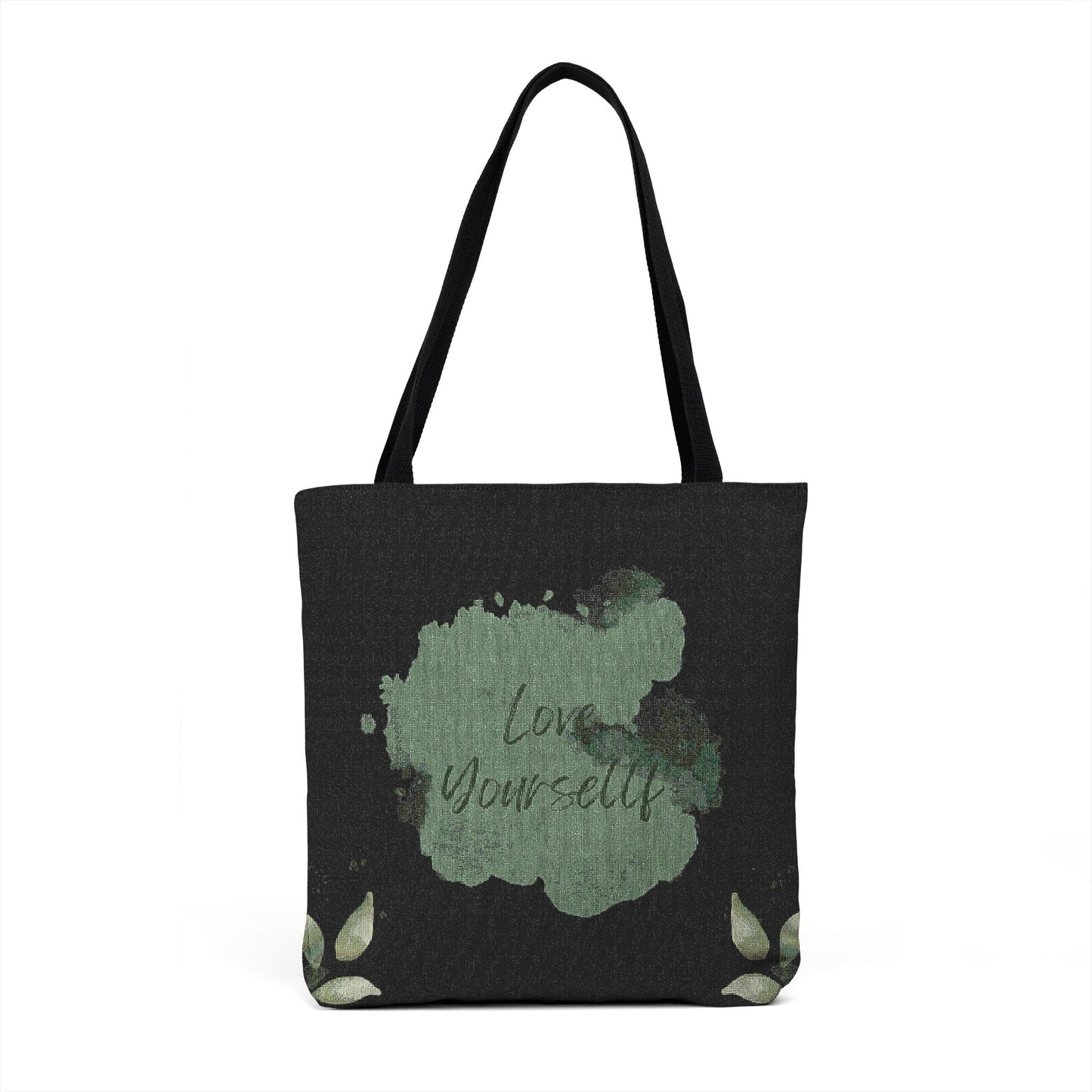 Vintage Green Floral Woven Tote Bag – Botanical Shoulder Shopper