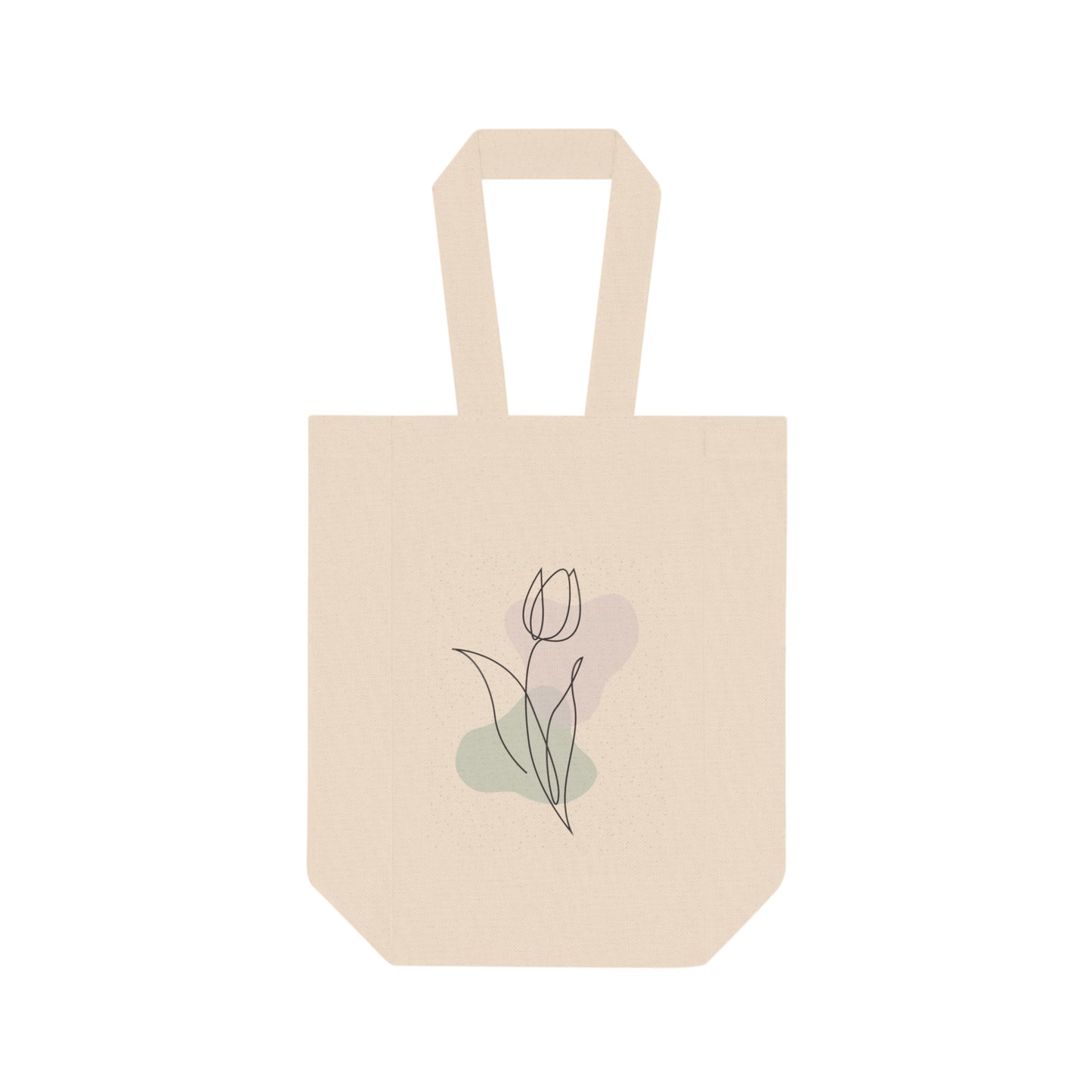 Minimal Tulip Wine Tote Bag – 2 Bottle Cotton Canvas Carrier