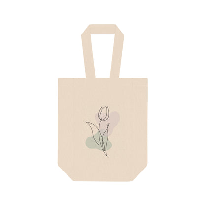 Minimal Tulip Wine Tote Bag – 2 Bottle Cotton Canvas Carrier