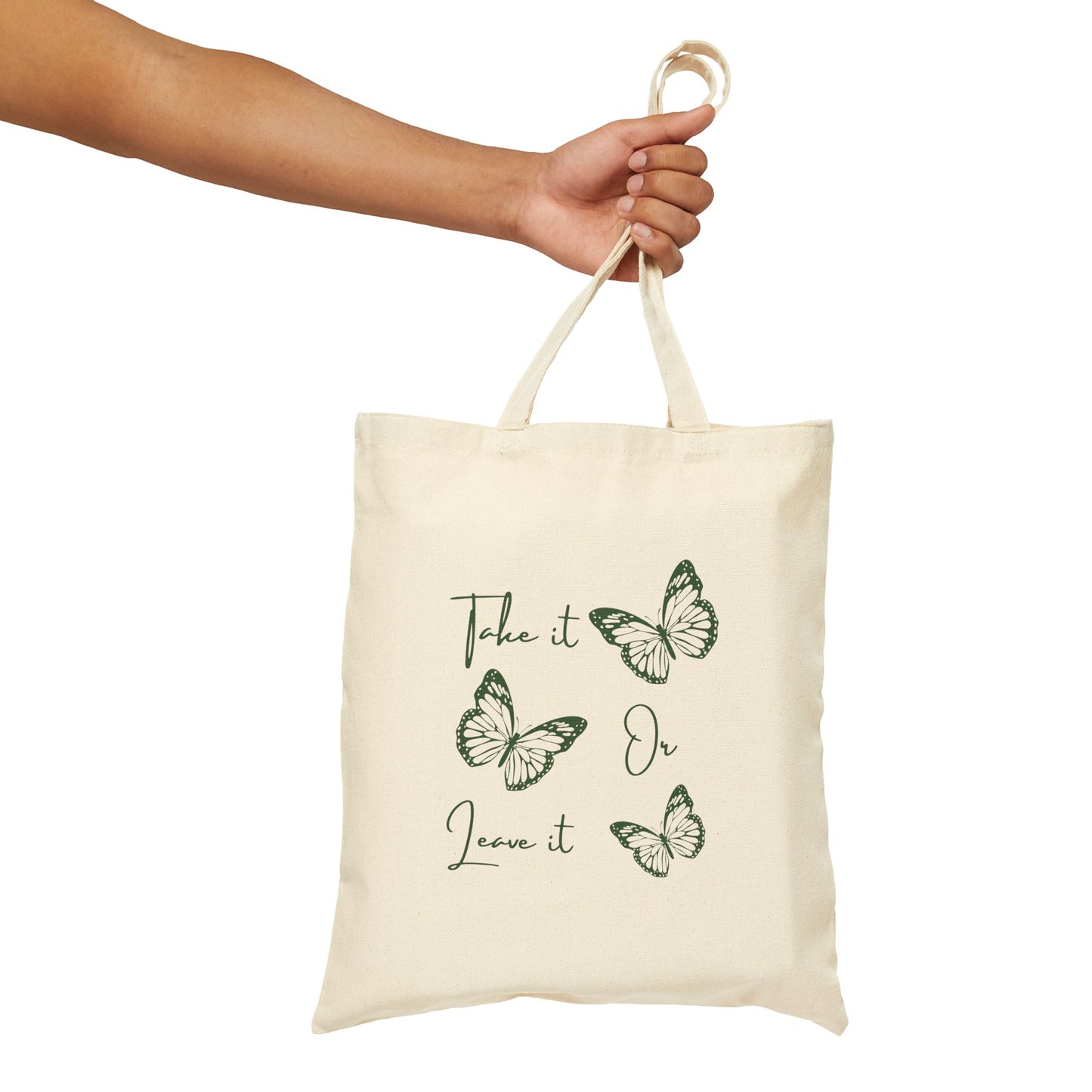 Butterfly Quote Tote Bag – Minimal Cotton Canvas Reusable Shopper