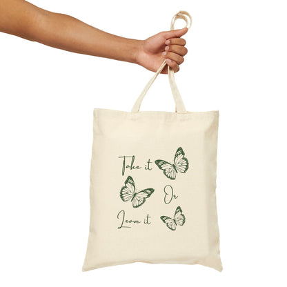 Butterfly Quote Tote Bag – Minimal Cotton Canvas Reusable Shopper