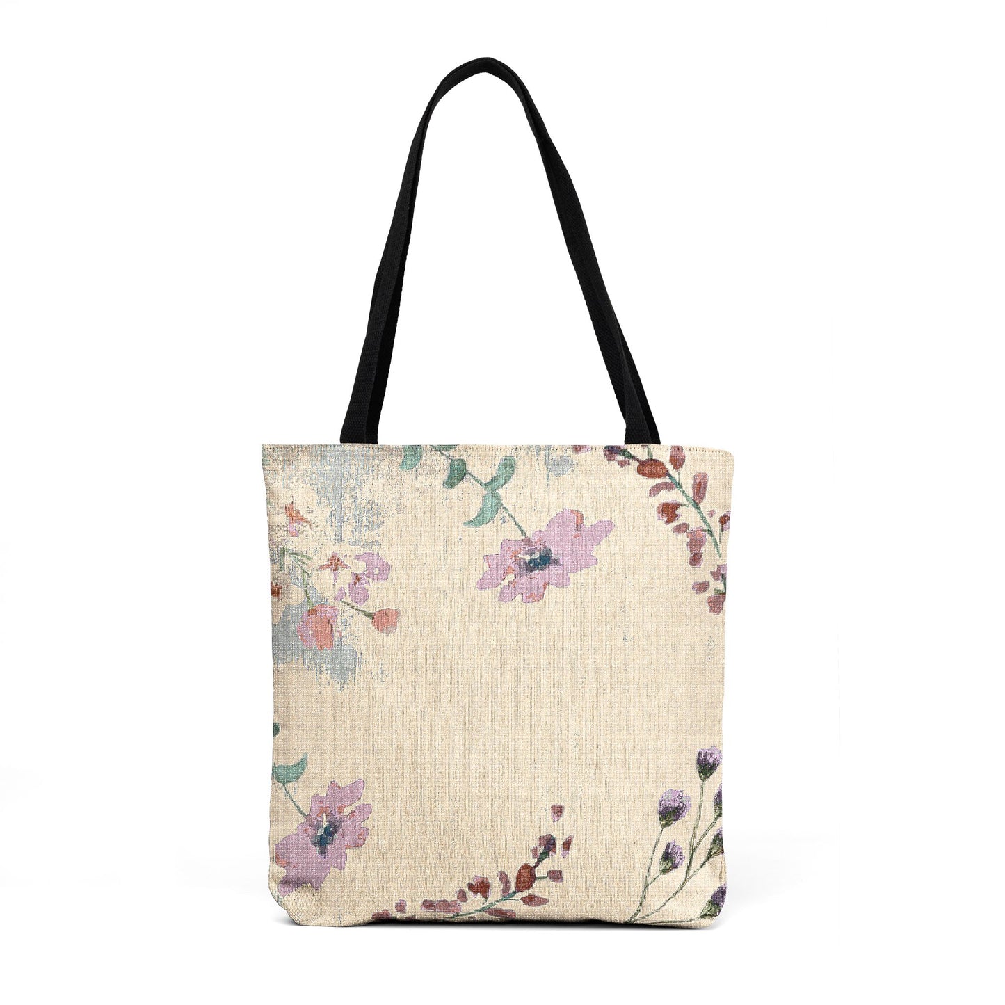 Vintage Floral Needlepoint Tote Bag – Pastel Rose Woven Shoulder Shopper