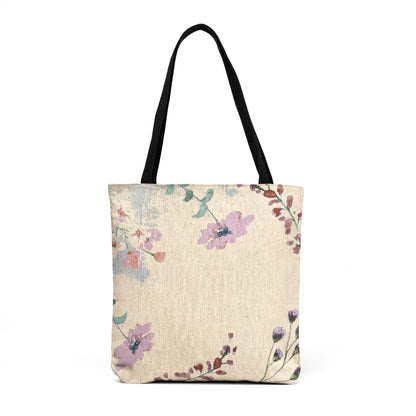 Vintage Floral Needlepoint Tote Bag – Pastel Rose Woven Shoulder Shopper