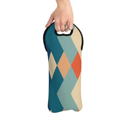 Geometric Diamond Wine Tote – Retro Neoprene Insulated Bottle Carrier