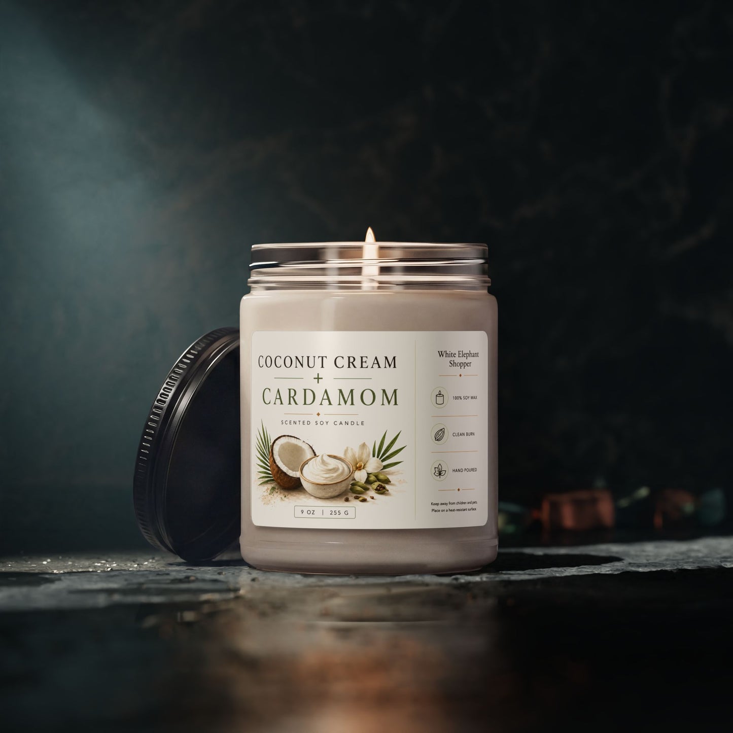 Coconut Cream Cardamom Candle Jar – Soy Wax Scented Candle