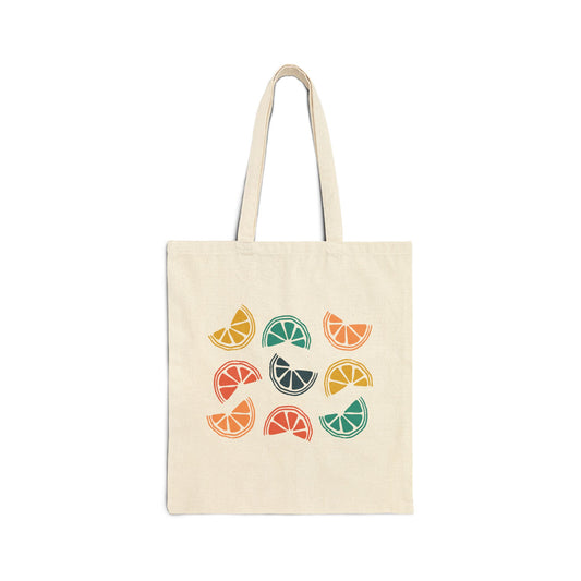 Citrus Slices Tote Bag – Colorful Fruit Cotton Canvas Reusable Shopper