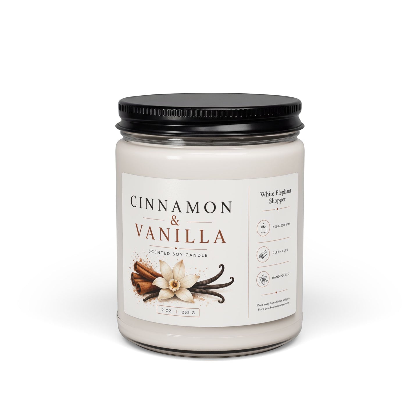 Cinnamon Vanilla Candle Jar – Warm Spice Soy Wax Candle