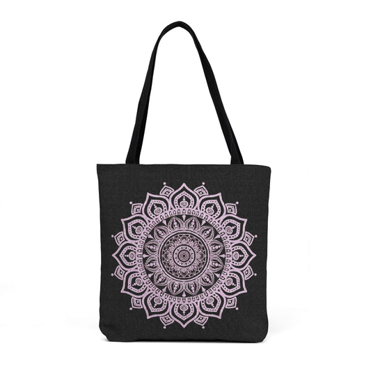 Pink Mandala Woven Tote Bag – Boho Floral Shoulder Shopper