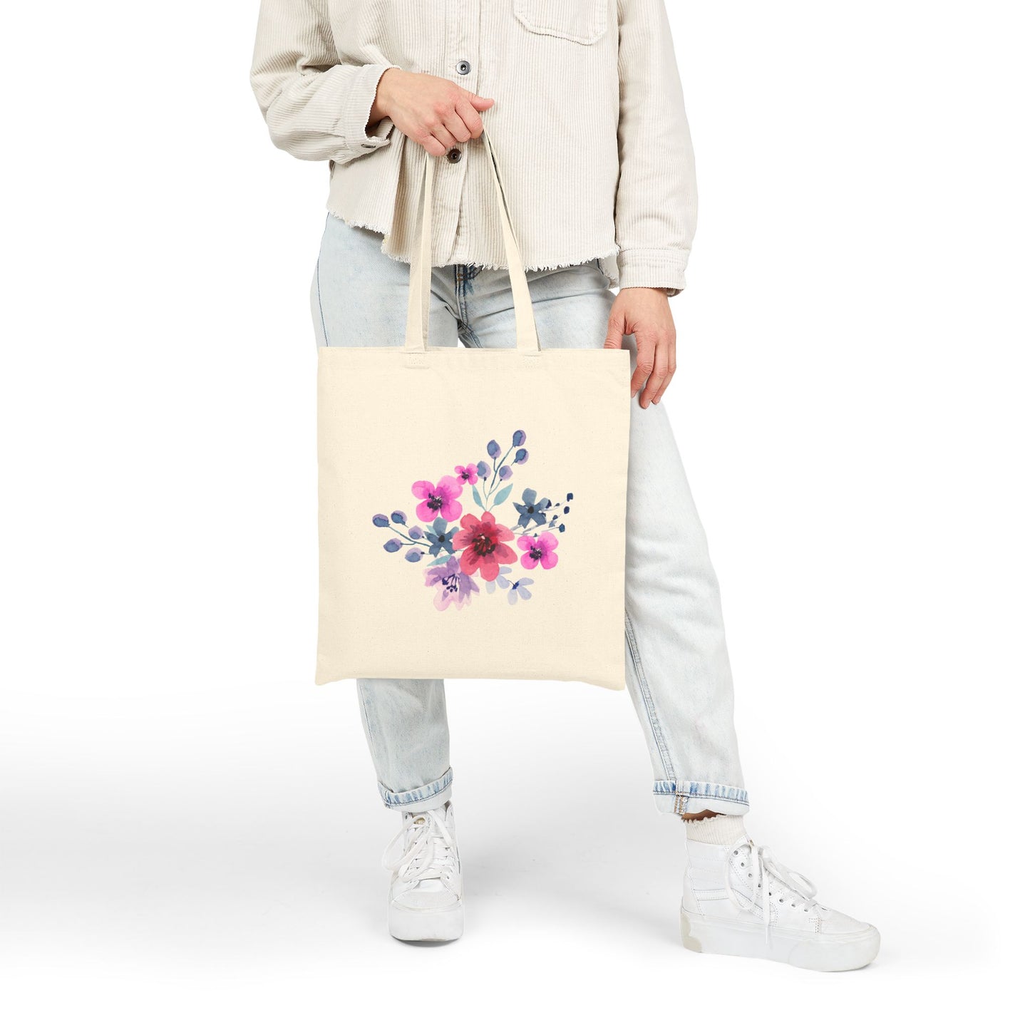 Pink Watercolor Floral Tote Bag – Floral Canvas Tote