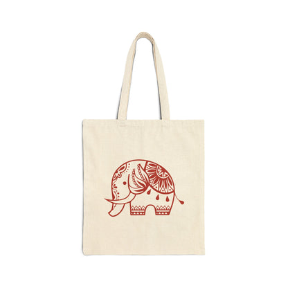 Tribal Elephant Tote Bag – Boho Mandala Cotton Canvas Reusable Shopper