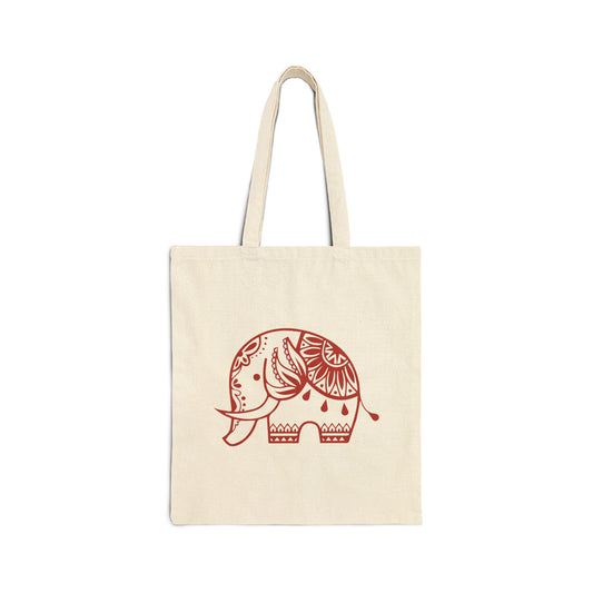 Tribal Elephant Tote Bag – Boho Mandala Cotton Canvas Reusable Shopper