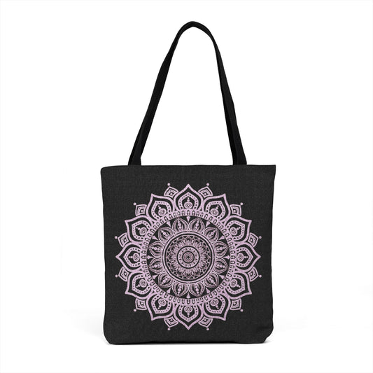 Pink Mandala Woven Tote Bag – Boho Floral Shoulder Shopper