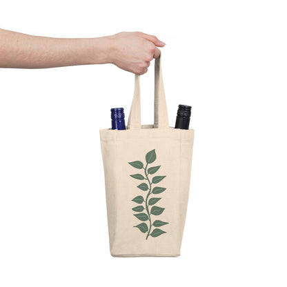 Green Leaf Wine Tote Bag – 2 Bottle Carrier Tote