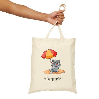 Cute Raccoon Beach Tote Bag – Summer Canvas Tote