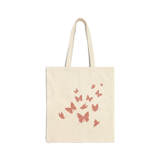 Pink Butterfly Swarm Tote Bag – Aesthetic Cotton Canvas Reusable Shopper