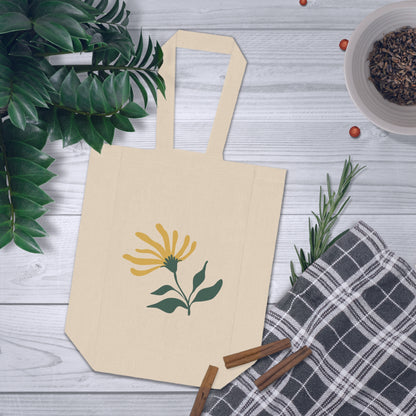 Yellow Floral Wine Tote Bag – 2 Bottle Carrier Tote