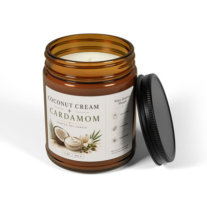 Coconut Cream Cardamom Amber Candle Jar – Soy Wax Scented Candle