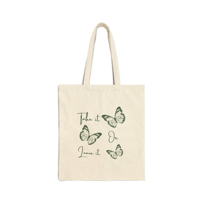 Butterfly Quote Tote Bag – Minimal Cotton Canvas Reusable Shopper