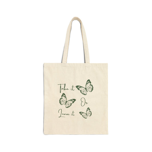 Butterfly Quote Tote Bag – Minimal Cotton Canvas Reusable Shopper