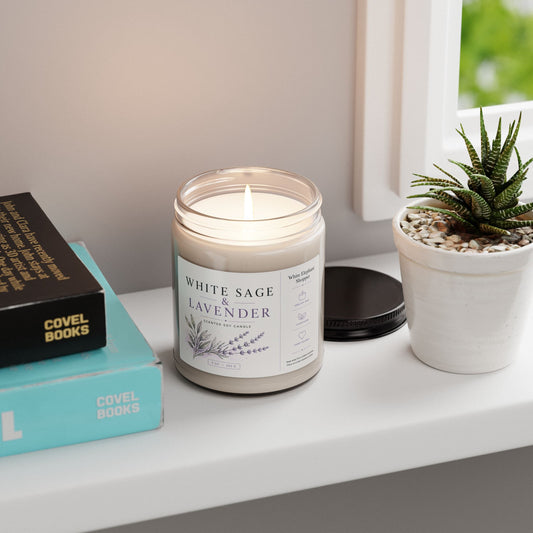 White Sage Lavender Candle Jar – Aromatherapy Soy Wax Candle