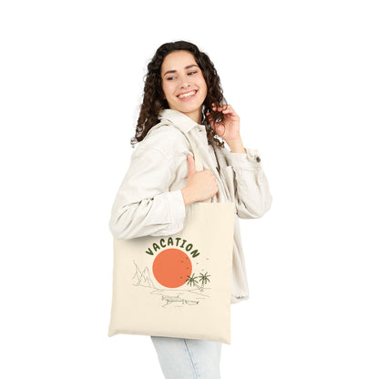 Vacation Sun Tote Bag – Palm Tree Cotton Canvas Beach Shopper