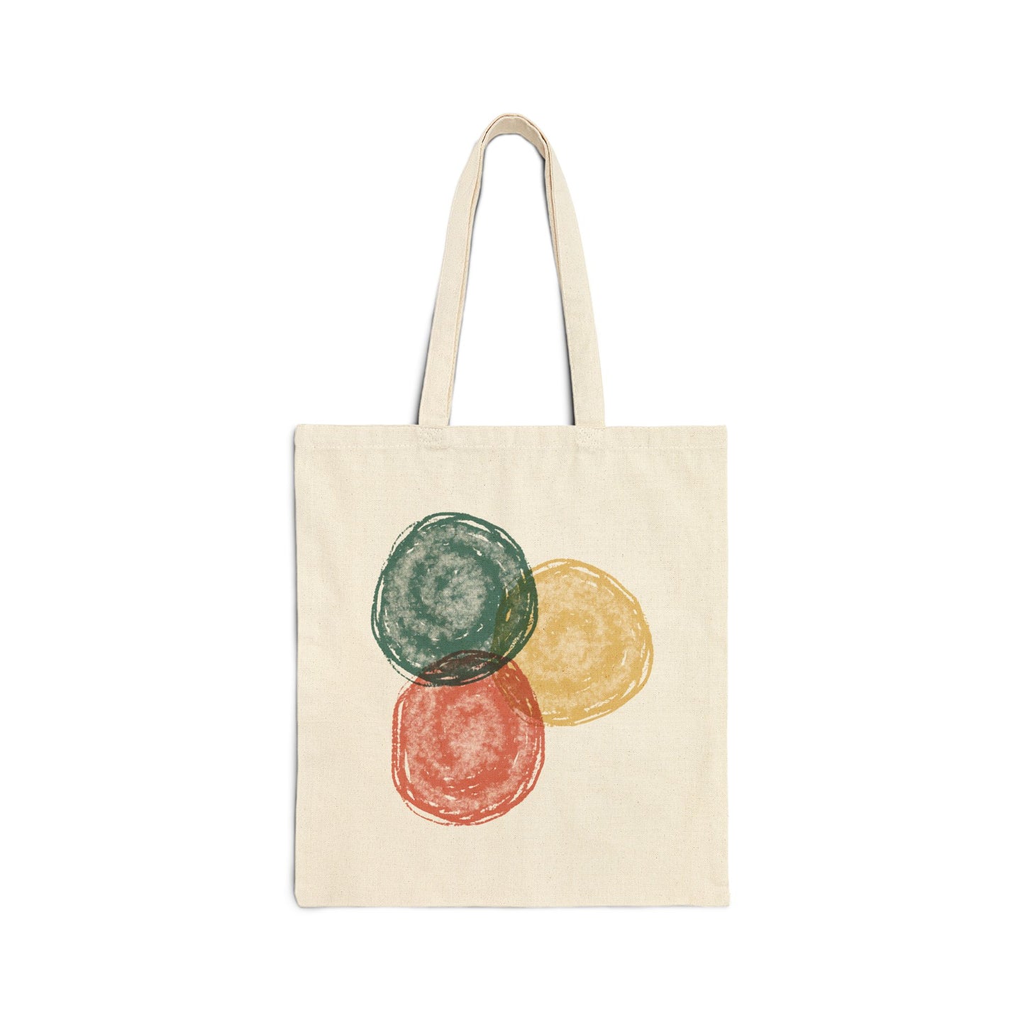 Abstract Watercolor Circles Tote Bag – Minimal Boho Cotton Canvas Reusable Shopper