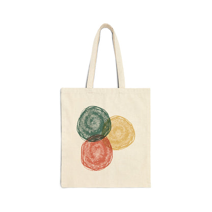 Abstract Watercolor Circles Tote Bag – Minimal Boho Cotton Canvas Reusable Shopper