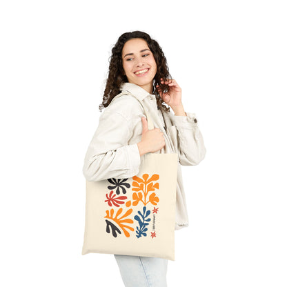 Abstract Botanical Print Tote Bag – Midcentury Leaf Cotton Canvas Reusable Shopper