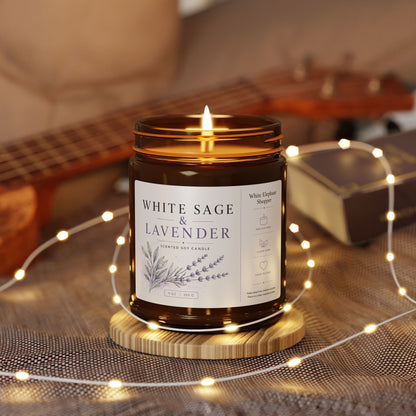 White Sage Lavender Amber Candle Jar – Aromatherapy Soy Wax Candle