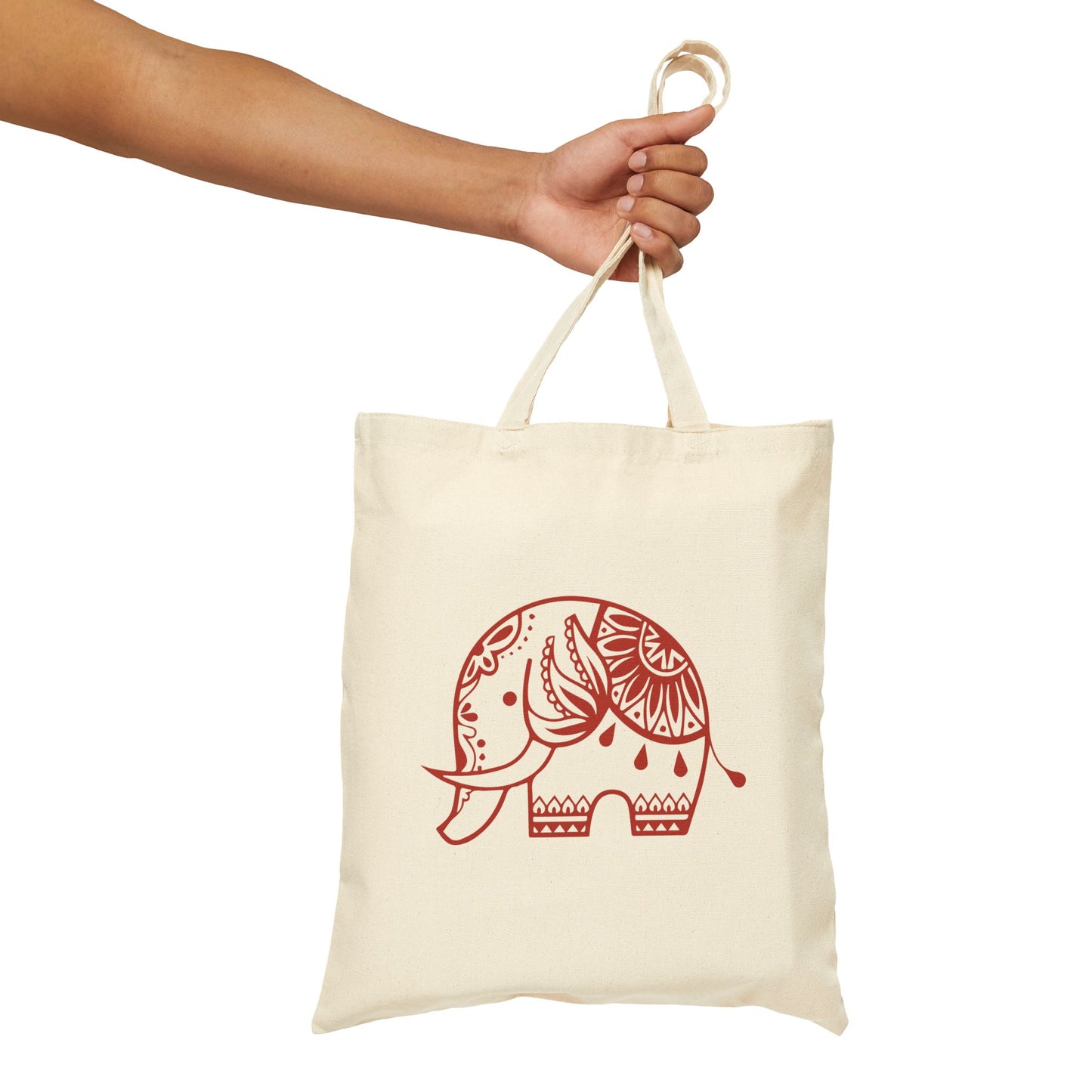 Tribal Elephant Tote Bag – Boho Mandala Cotton Canvas Reusable Shopper