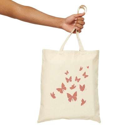 Pink Butterfly Swarm Tote Bag – Aesthetic Canvas Tote