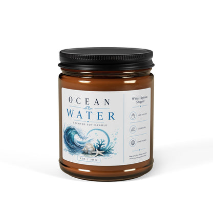 Ocean Water Amber Candle Jar – Beachy Marine Soy Wax Candle