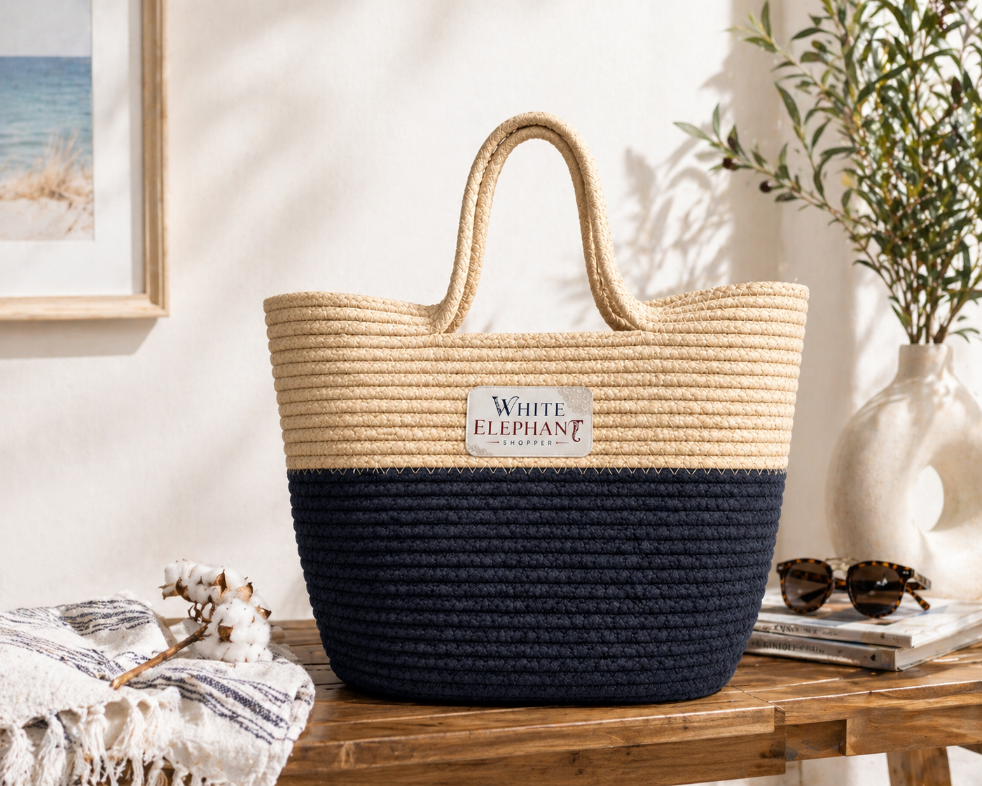 Handwoven Straw Tote Bag – Large Boho Beach Shopper