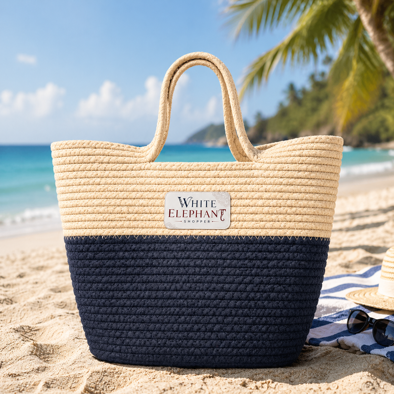 Handwoven Straw Tote Bag – Large Boho Beach Shopper