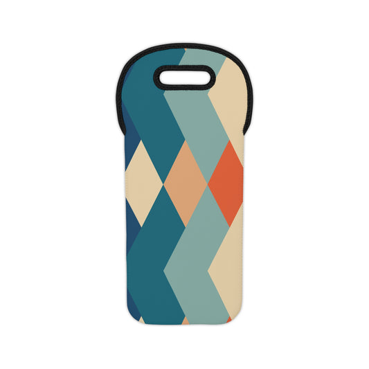 Geometric Diamond Wine Tote – Retro Neoprene Insulated Bottle Carrier