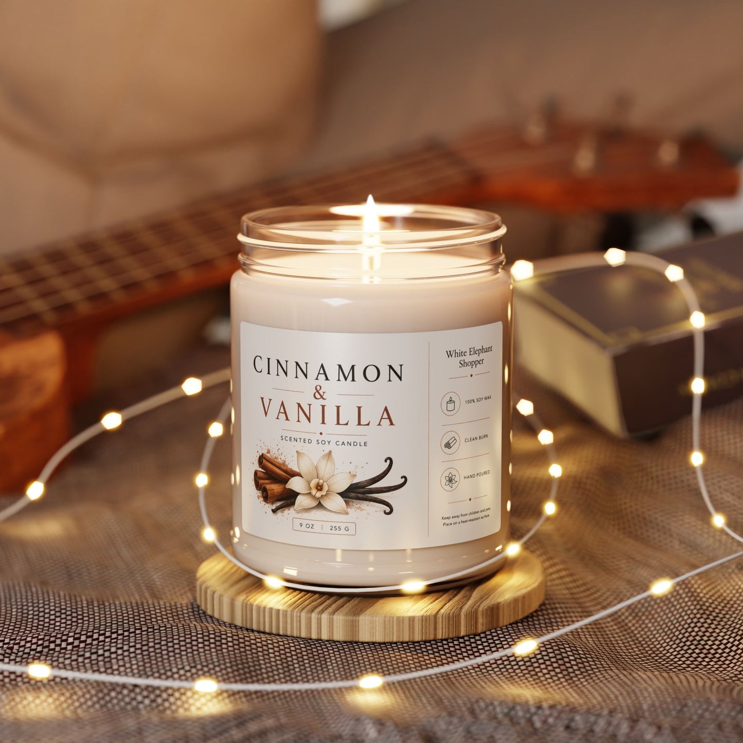 Cinnamon Vanilla Candle Jar – Warm Spice Soy Wax Candle