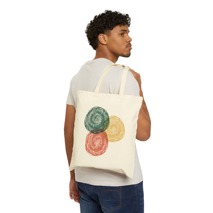 Abstract Watercolor Circles Tote Bag – Minimal Boho Cotton Canvas Reusable Shopper