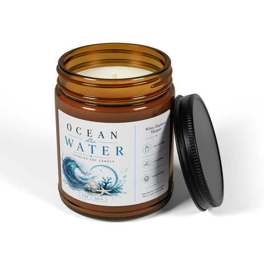 Ocean Water Amber Candle Jar – Beachy Marine Soy Wax Candle