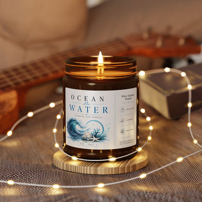 Ocean Water Amber Candle Jar – Beachy Marine Soy Wax Candle