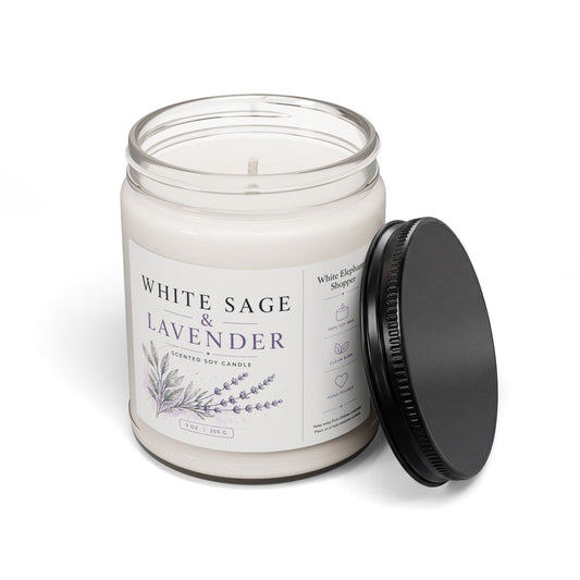 White Sage Lavender Candle Jar – Aromatherapy Soy Wax Candle