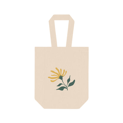 Yellow Floral Wine Tote Bag – 2 Bottle Carrier Tote