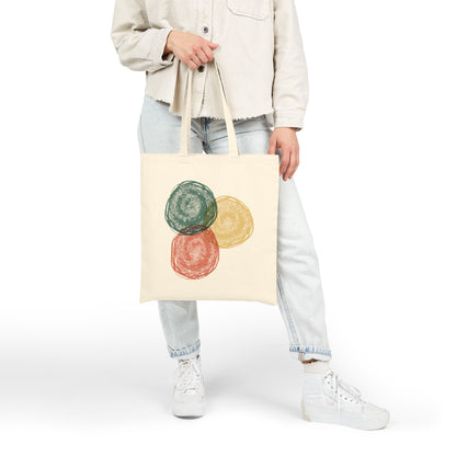 Abstract Watercolor Circles Tote Bag – Minimal Boho Cotton Canvas Reusable Shopper