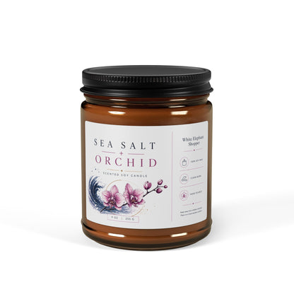 Sea Salt Orchid Amber Candle Jar – Floral Coastal Soy Wax Candle