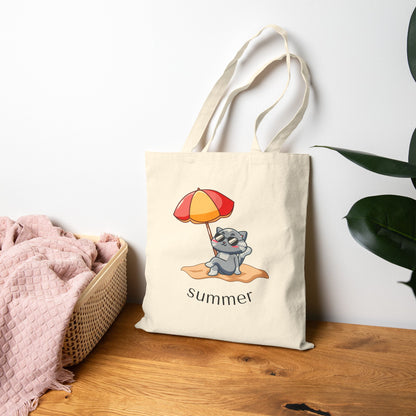 Cute Raccoon Beach Tote Bag – Summer Canvas Tote