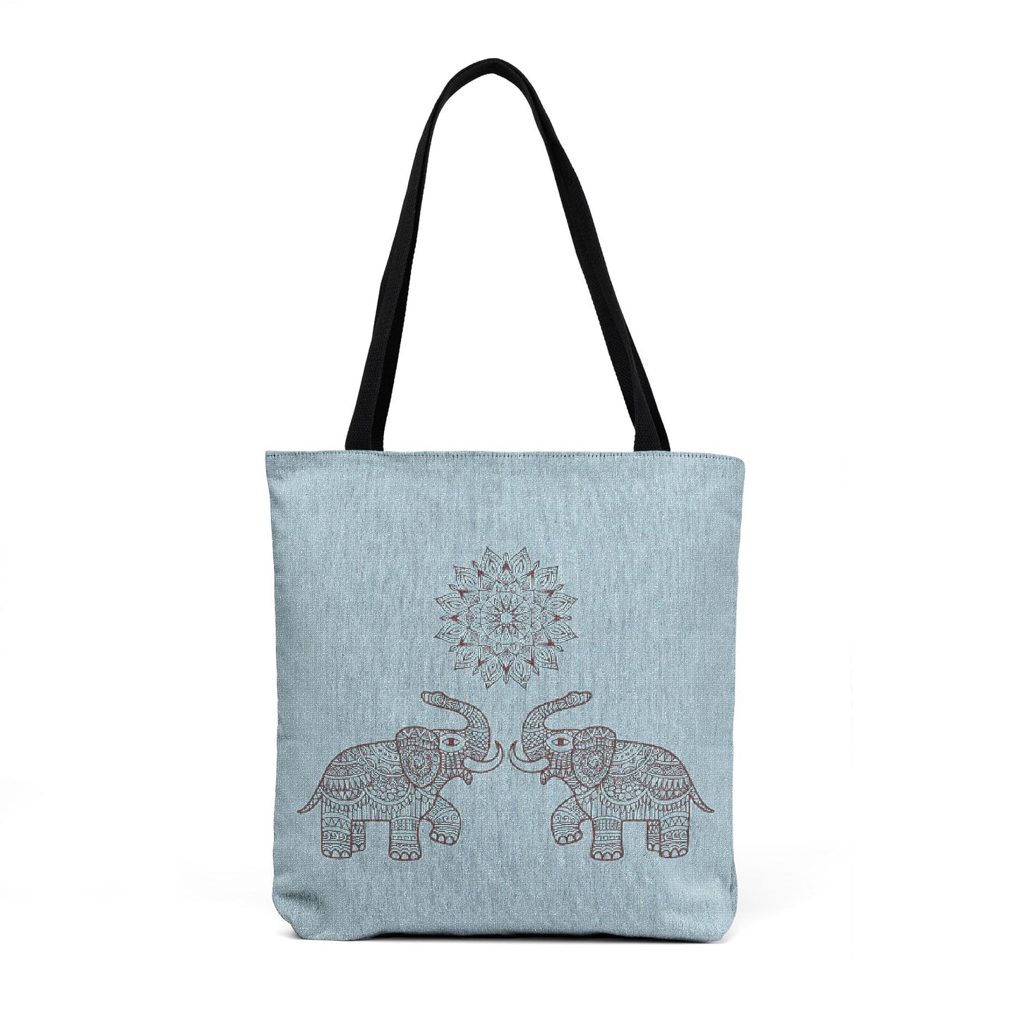 Elephant Mandala Woven Tote Bag – Boho Tribal Shoulder Shopper
