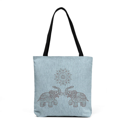 Elephant Mandala Woven Tote Bag – Boho Tribal Shoulder Shopper